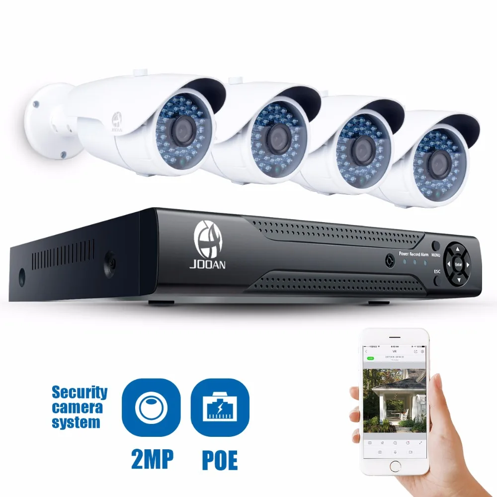 

JOOAN 1080P 2MP Security Camera System 48V POE NVR Whit 4pcs 1920*1080 ONVIF POE IP Camera 4CH CCTV Video Surveillance