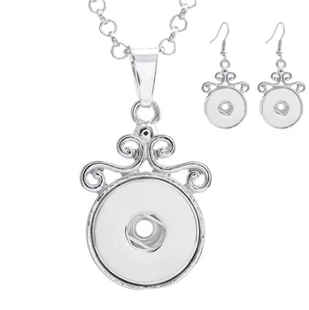 

10sets/lot Fashion Women Nice Metal Ginger 18mm Snap Button Necklace Earrings Jewelry Set Wedding Gift