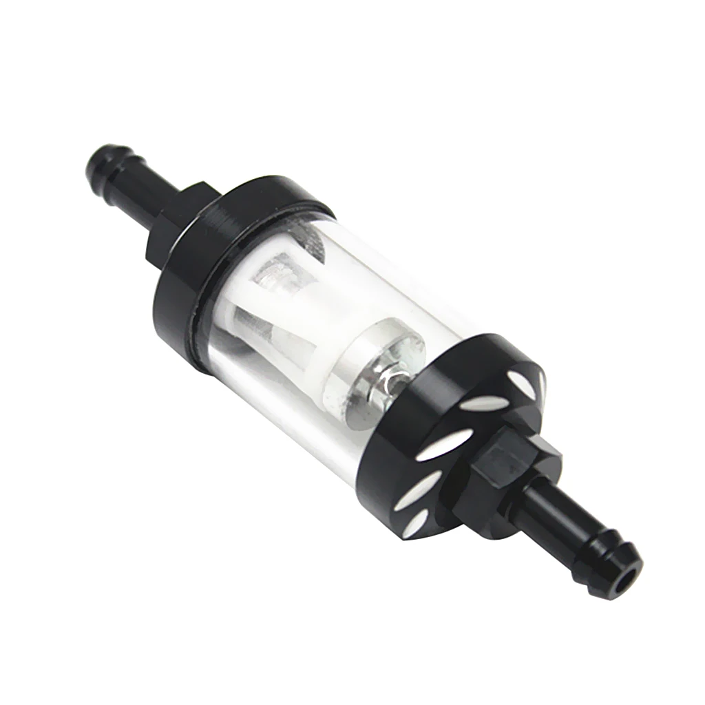 Universal 8mm Glass Oil Cleaner Inline Petrol Gas Fuel Filter for Motorcycle Pit Dirt Bike ATV Motorcycle Accessories Black