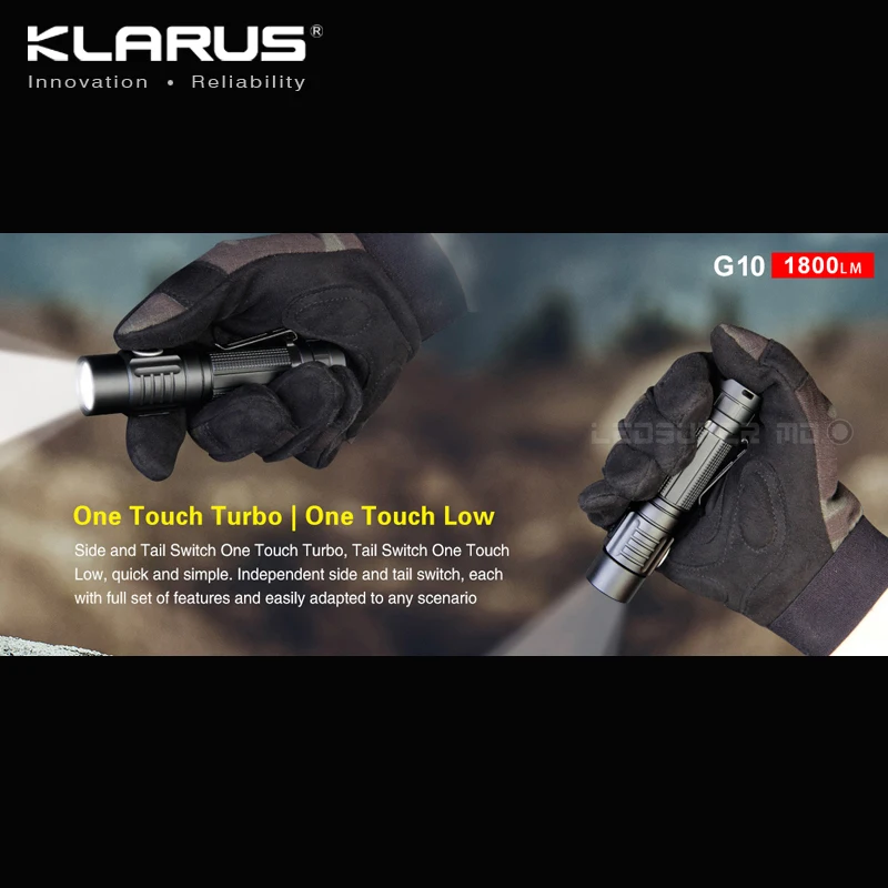 KLARUS G10 1800 люмен микро-USB Перезаряжаемый умный мощный фонарик с 3600 мАч 18650 батареей