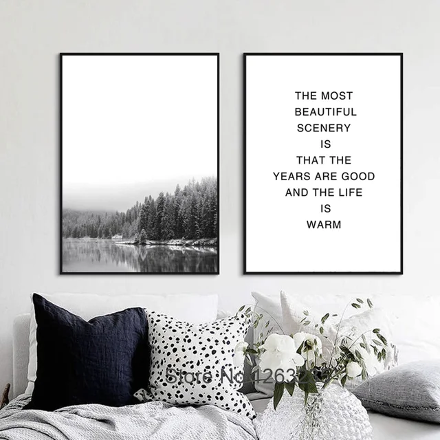 nordic zwart wit landschap bos zee landschap posters en prints muur