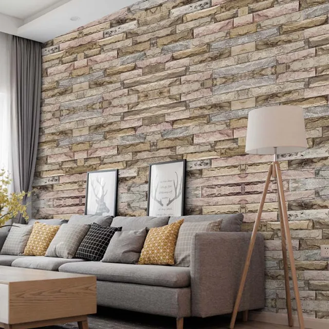Papel pintado de pared de ladrillo adhesivo para decoración del hogar