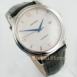 40 мм белый циферблат сапфировое стекло Дата Miyota автоматические мужские часы лучший бренд часы