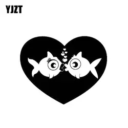 Yjzt 11.8 см * 15 см мультфильм сердце рыбы любовь винил автомобиля-Стайлинг автомобиля Стикеры наклейки черный, серебристый цвет C11-0157