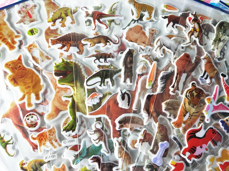 Happyxuan, 36 листов, 3D каваи, объемные наклейки, автомобили, мультфильм, дикие животные, динозавры, игрушки для мальчиков, Детские награды для учителя, школы