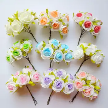 

3cm Two Tone Color Artificial PE Foam Rose Flower Bridal Bouquet For Hair Garland Corsage Wrist Flower Party Wedding Decoration