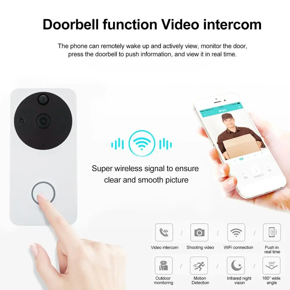 

WF06 Home Smart Wireless WIFI Doorbell Low Power Consumption Waterproof Visual Camera Doorbell Fit For Home Security