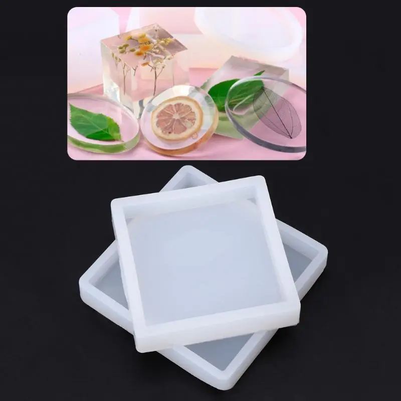 

Silicone Mold Square Polymer Clay Base Board Mirror DIY Jewelry Epoxy Resin Craft Making Handmade Molds Geometric Tools