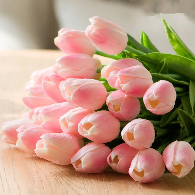 

1Pc Tulip PU Artificial Flower Real Touch Artificiales Tulips Wedding Flowers Home Decor Bouquet Fake Decorative Flowers Drop HR