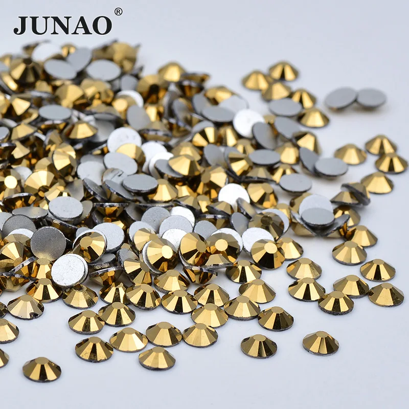JUNAO ss 10 12 16 20 Прозрачные Стразы для ногтей из прозрачного стекла AB круглые камешки