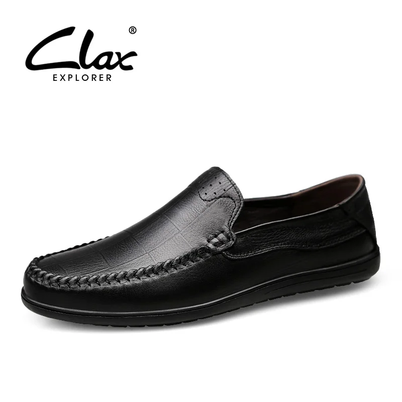 

CLAX Mens Leather Shoes Slip ons 2018 Summer Autumn Genuine Leather Casual Shoe Male Loafers Breathable Boat Shoe Moccasins