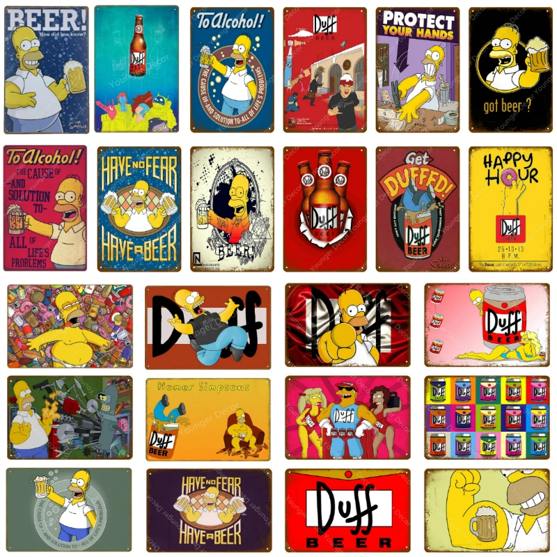 Винтажная металлическая Жестяная Табличка для пива Duff декоративная табличка