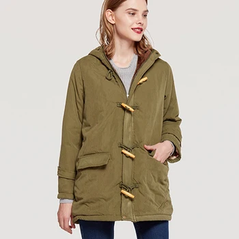 

Plus Size Parkas Winter Thick Coat Fleece Coats Female Solid Hooded Slim Horm Button Outwear For Ladies 2018 Winter Parka Coat