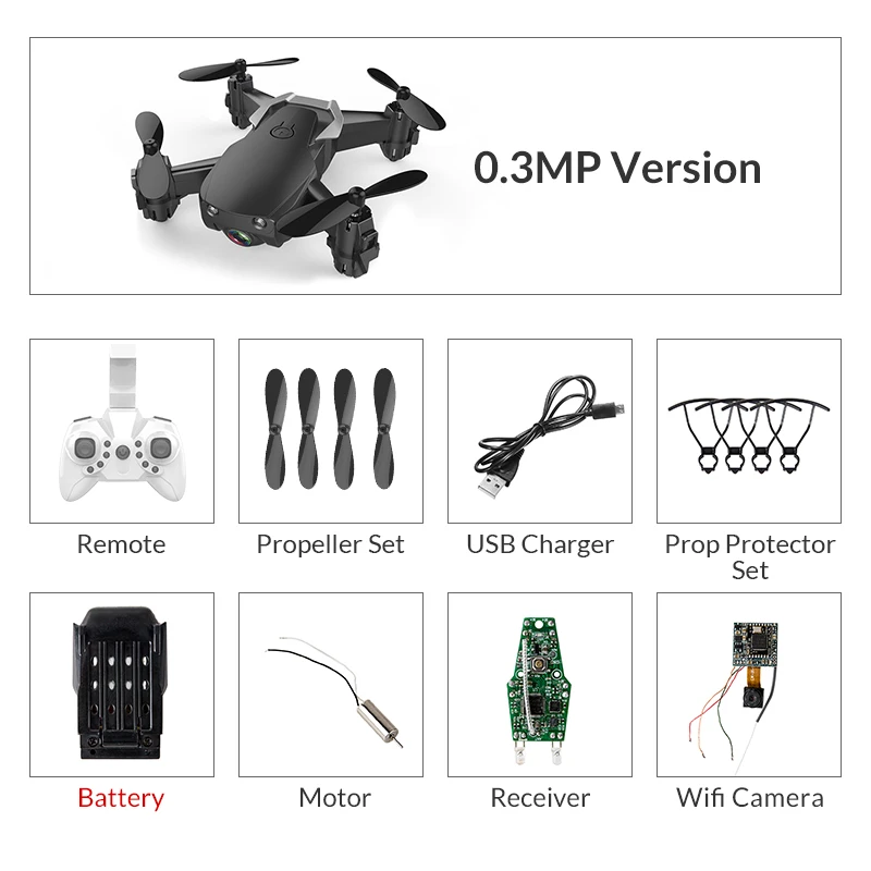 Eachine E61/E61HW Мини WiFi FPV с HD камерой режим удержания высоты складной Радиоуправляемый Дрон Квадрокоптер RTF - Цвет: black 0.3mp 1battery