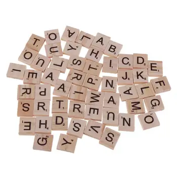 

100 Pieces Wooden Letter Alphabet Scrabbles Number Craft English Words Numbers Toys Crafts Baby Kids Educational Game Gifts