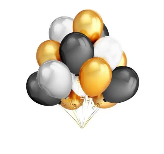 30 шт. 1" Золотые, серебристые, черные, розовые латексные шары с днем рождения, декор для свадебной вечеринки, надувные воздушные гелиевые шары, Товары для детей - Цвет: black silver gold