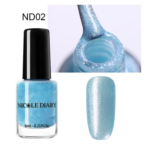 NICOLE DIARY 6ml Peel Off Thermal Nail Polish Glitter Chameleon Color Changing Water-based Manicure Nail Art Varnish - Цвет: S7-ND02