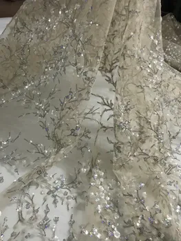 

New design David-81106 embroidery nigerian tulle lace fabric with sequins nice looking french Net Lace Fabric