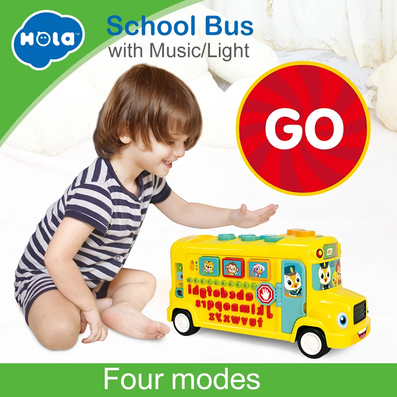 

HOLA 3126 Flashing Lights Music School Bus Vehicles Baby Toys Electric Car Toys for Children Mini Model Baby Birthday Gifts