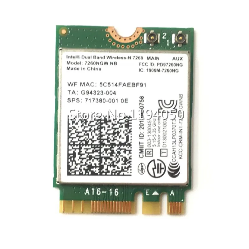 Intel 2,4G/5G двухдиапазонный беспроводной N 7260 7260NGW NB NGFF PCIe WLAN Wi-Fi карта устройства МОДУЛЬ 300M wifi карта