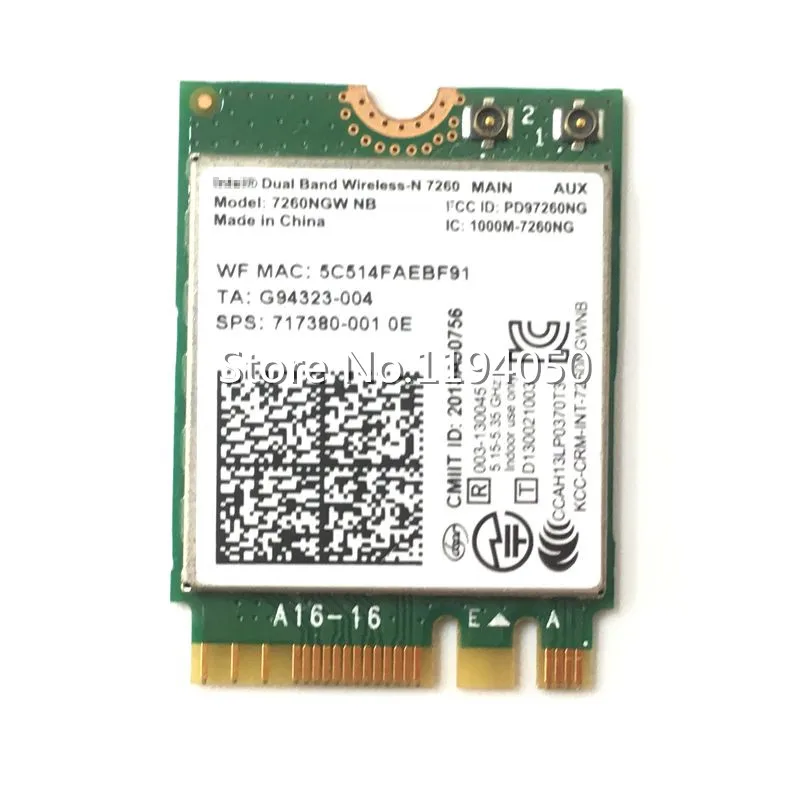 Intel 2 4G/5G двухдиапазонный беспроводной N 7260 7260NGW NB NGFF PCIe WLAN Wi Fi карта модуль