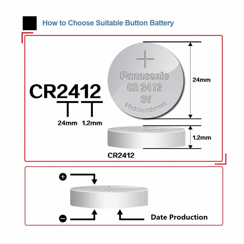Panasonic 3 в кнопочный аккумулятор CR2412 литиевая монета часы брелоки батарея для часы swatch