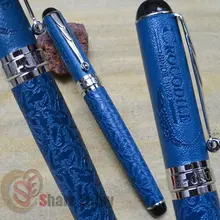 Крокодиловая 168 благородная синяя и серебряная шариковая ручка/перьевая ручка из крокодиловой кожи 3 вида цветов на выбор