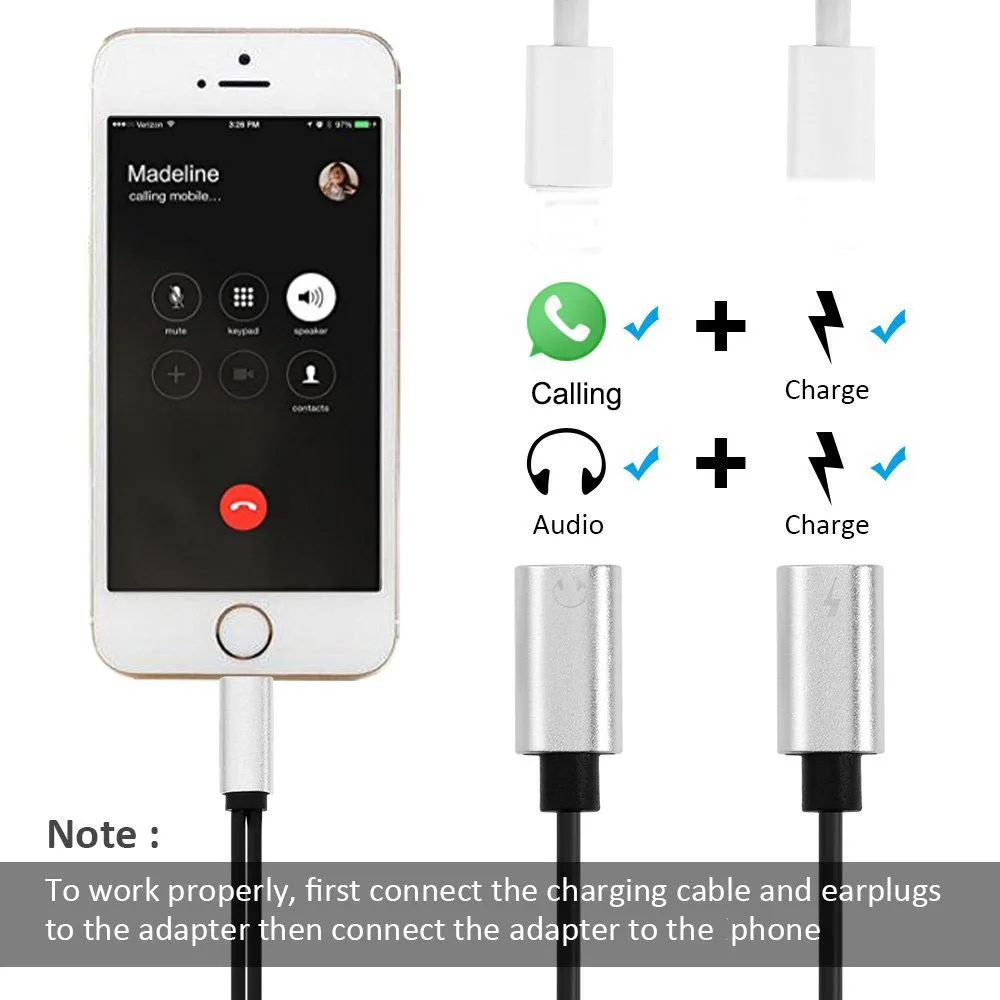 Kopen 2 in 1 Dual Jack Adapter Audio Opladen Splitter Kabel voor iPhone X XS Max XR 8 7 Plus Oortelefoon hoofdtelefoon Converter