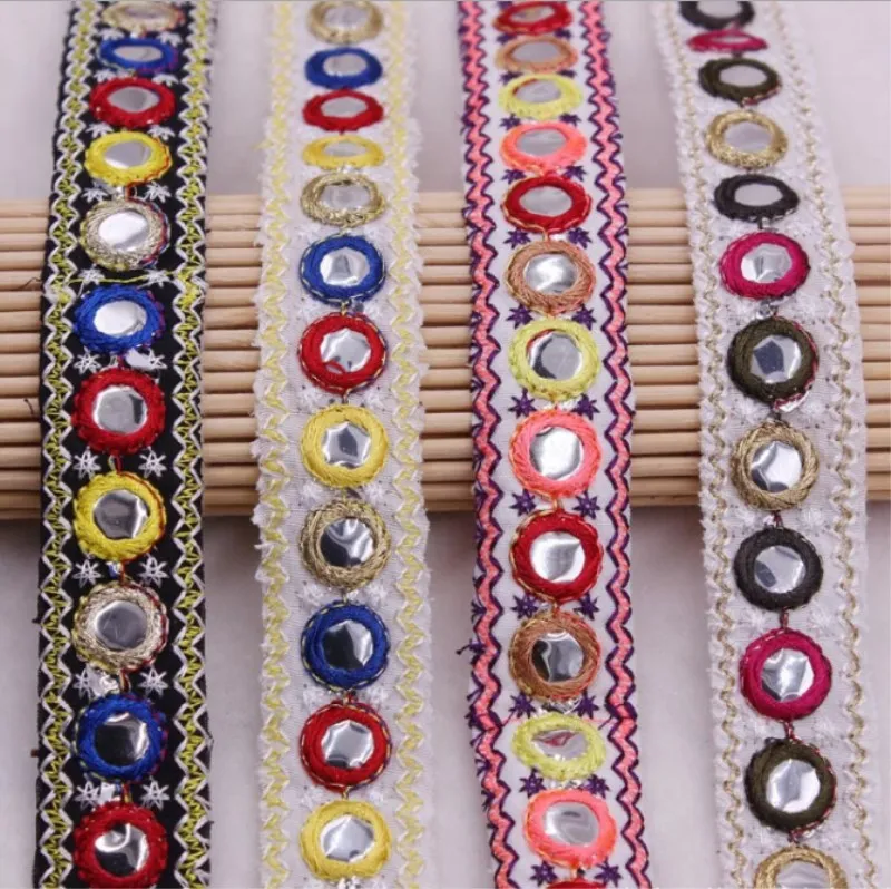 

Mirror Embroidery Lace 23mm Trim Boho Gypsy Lace Ribbon Sawing Accessory for Fashion Clothes Bags Home DIY Decor Accessory 2yard