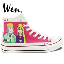 Вэнь унисекс расписанный вручную дизайн обуви заказной покерный Король Королева высокие мужские женские парусиновые кроссовки для рождественских подарков
