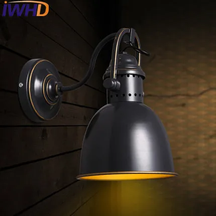 Iwhd гладить Ретро Винтаж промышленный бра светодиодный светильник настенный до Подпушка освещения Лестницы бра Ресторан Спальня черный