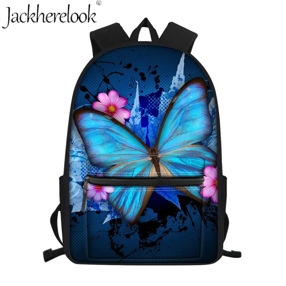 

Jackherelook 3D Floral Butterfly Animal Print School bags Teenager Girls Women School Backpacks Large Orthopedic Mochila Escolar