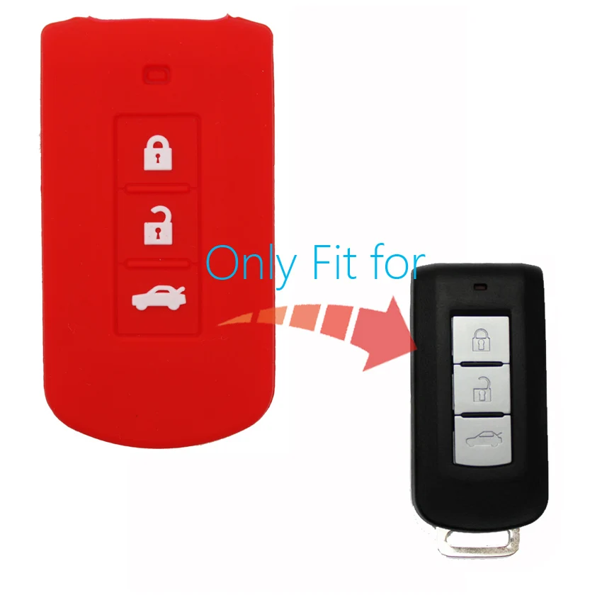 Силиконовый чехол для автомобильного ключа с 3 кнопками Mitsubishi Outlander 2016 Lancer 10 Pajero