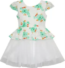 Sunny Fashion платья для девочек жаккард Цветок Детализация С Тюль Наложение