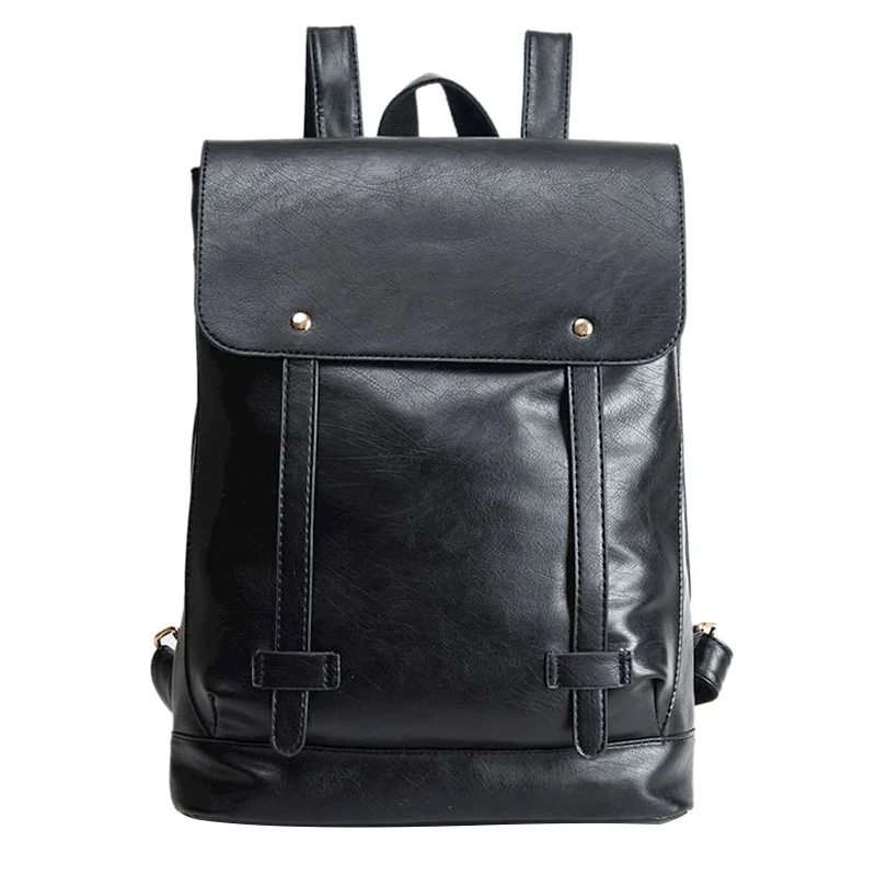 

1 Pcs Women Men Student Backpack Schoolbag Vintage PU Leather For Books Travel LT88