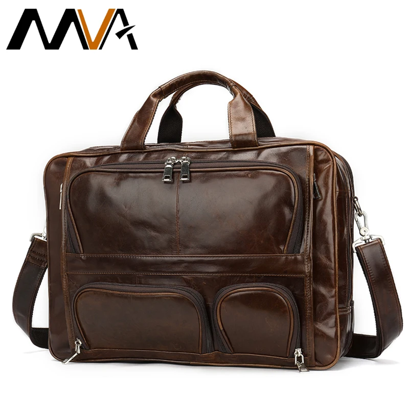 

MVA Men Genuine leather Briefcase Tote men messenger bag travel laptop bag for men document business Leather briefcase 7289