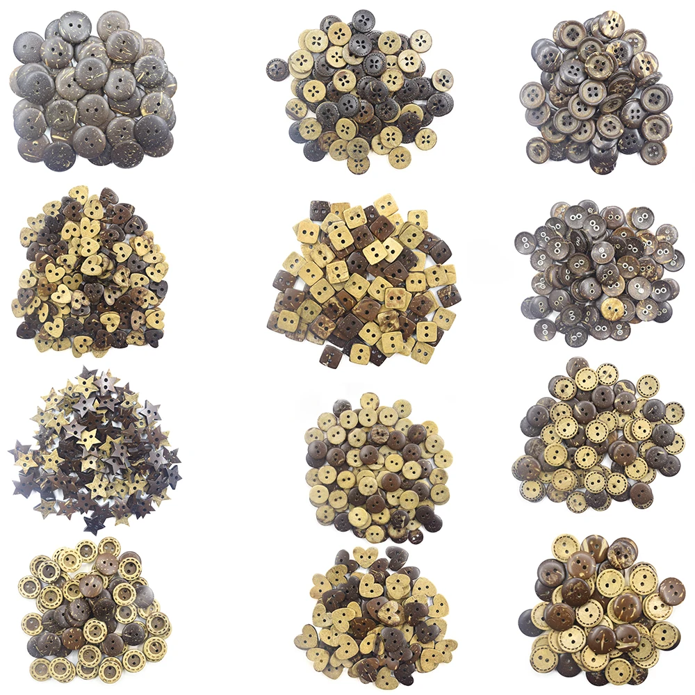 

20Pcs/Bag Various shapes coconut shell Buttons Handmade Letter Love Scrapbooking For Wedding Decoration 2/4 Holes Buttons