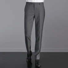 New Fashion Designer Men's Formal Business Meeting Suit Wear Zipper Fly Pants Slim Fit Wrinkle-Resistant Suit Pants for Men