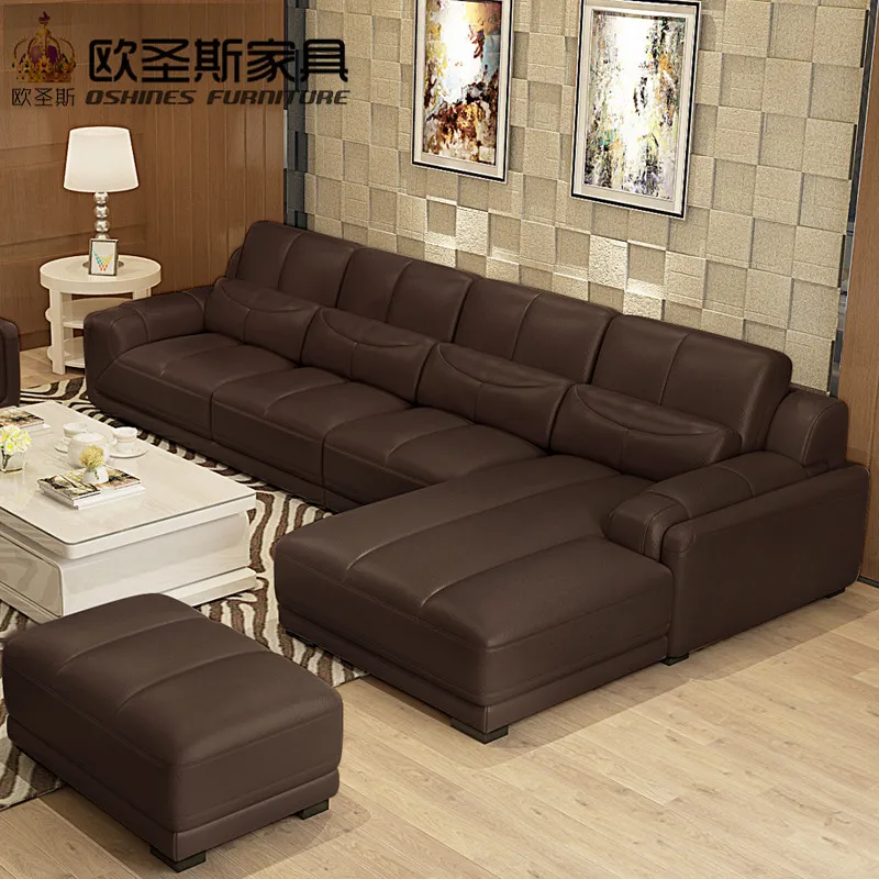 New Model L Shaped Modern Italy Genuine Real Leather Sectional Latest Corner Furniture Living Room Sofa Set 120