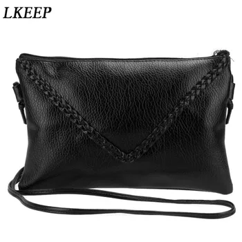 

Black PU Leather Handbags Women Clutch Bag Messenger Bag Leather Shoulder Crossbody Bag Mobile Phone Envelopes Packets Zipper