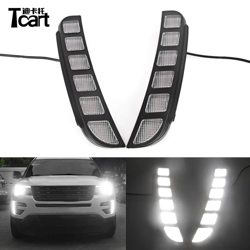 

Tcart Waterproof ABS Cover Car LED DRL LED Daytime Running Light For Ford Explorer 2016 2017