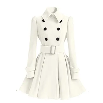 

Hchenli New Belt Coat Autumn Winter Wool Coat Women Skirt Type Fashion A-Line Woolen Female Jacket Manteau Femme Wool Coat