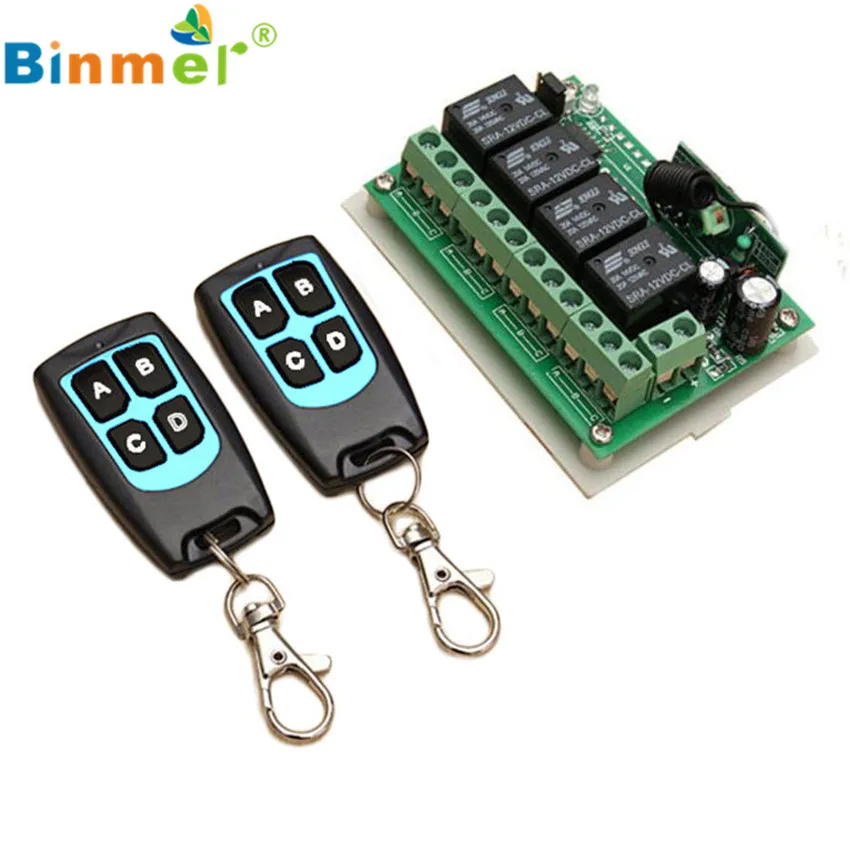 

1PC Universal New 12V 4CH Channel 433Mhz Wireless Remote Control Switch With 2 Transmitter Telecomando Fernbedienung Cambiar