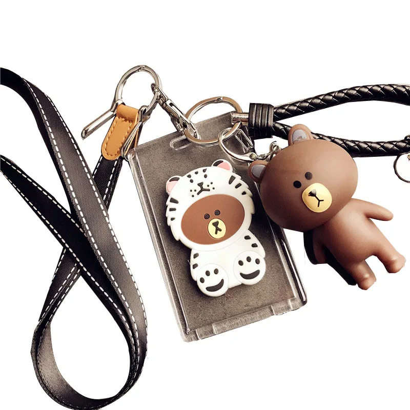 

HNXZXB Name Credit Card Holders Women Men PU Bank Card Neck Strap Card Bus ID holders candy colors Identity badge with lanyard 1