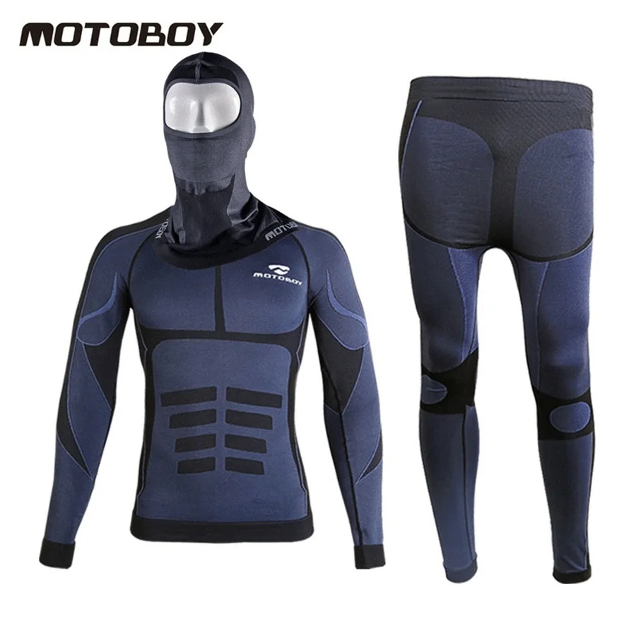 1 комплект новое зимнее байкерское нижнее белье с длинными рукавами для езды на велосипеде и гонок и мотоциклетная маска - Цвет: gray