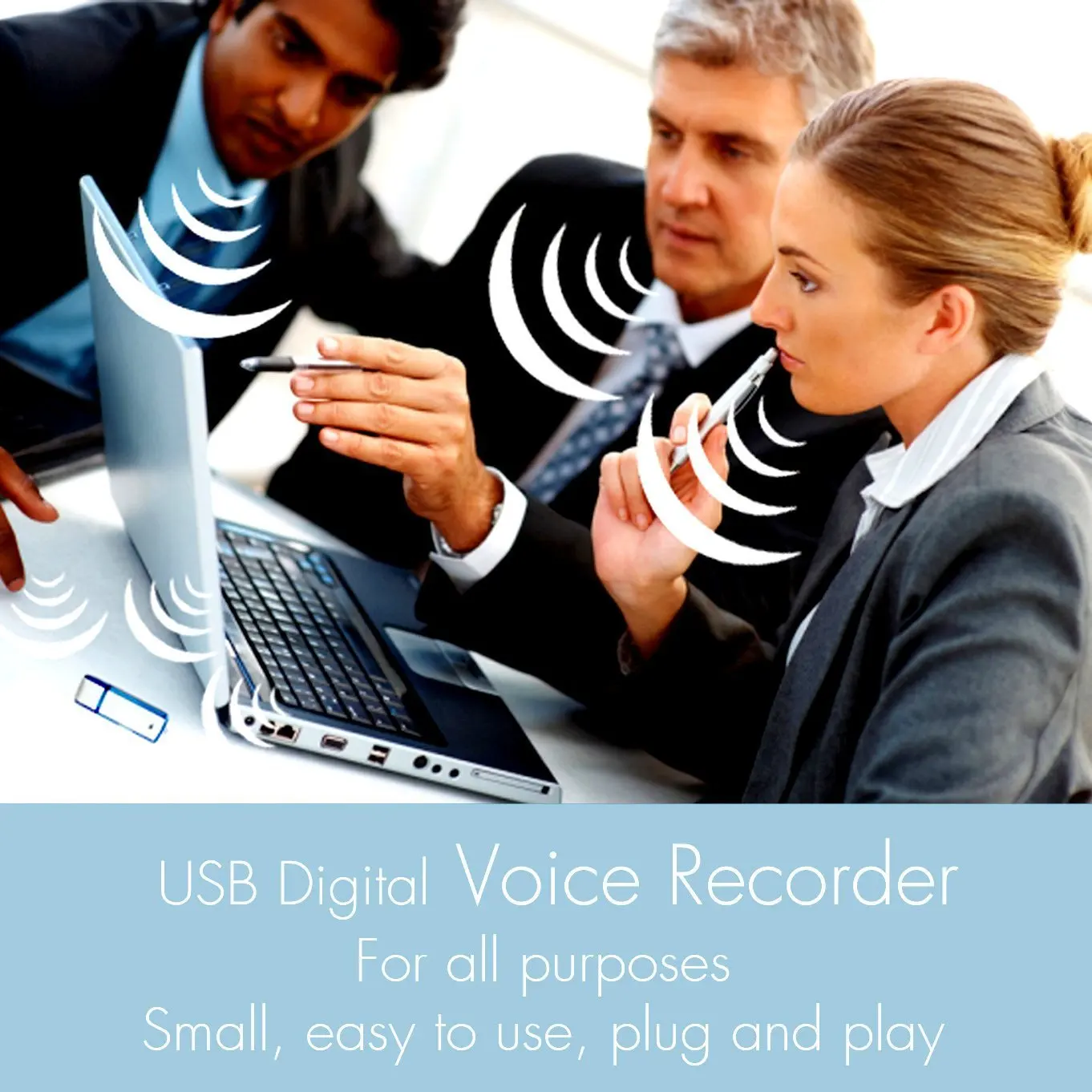 TORTOYO Professional Mini Digital Voice Recorder Smart Noise Reduction for Conference Study One Key Voice Recording Device USB