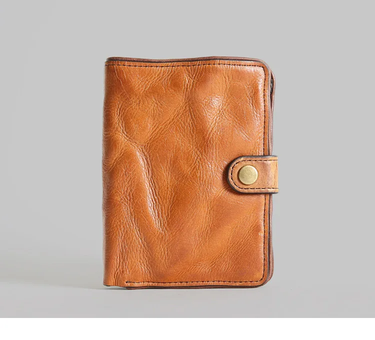 Роскошный брендовый дизайн ручной работы из натуральной кожи с растительным дублением мужской кошелек винтажный из воловьей кожи маленькие бумажники кошелек держатель для карт