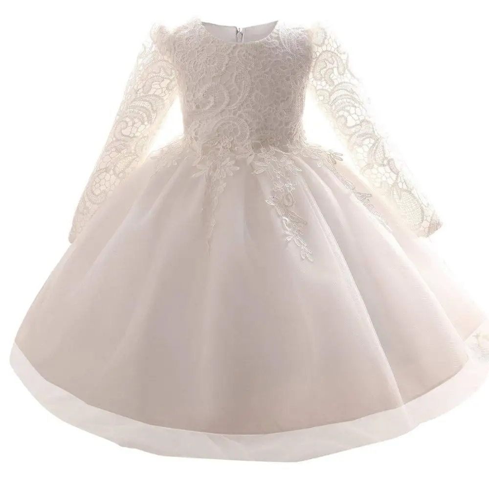 Г. Детские платья для девочек; зимнее кружевное платье с цветочным узором для малышей; Детские вечерние платья принцессы с длинными рукавами; Свадебные платья для малышей - Цвет: As Picture