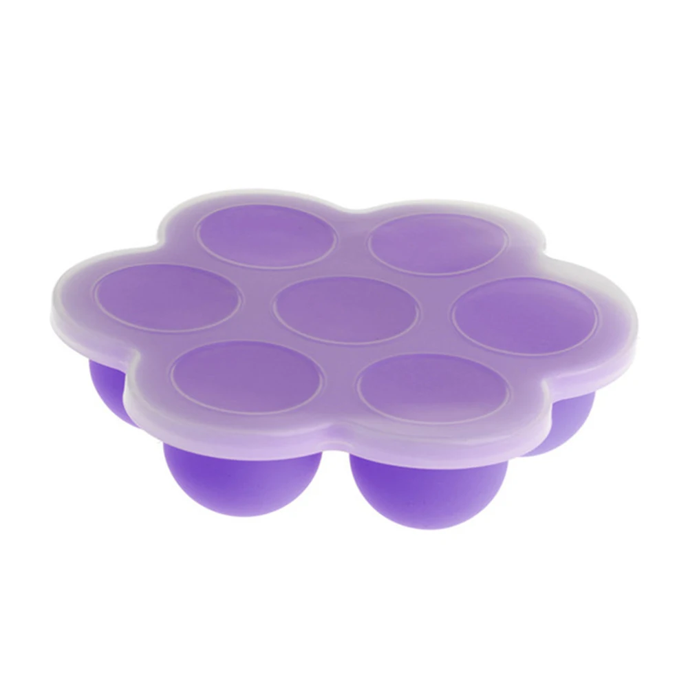 light purple big Силиконовые Детские Цветочные решетки контейнер для еды портативный безопасности грудное молоко фрукты овощи ведро с формами семь отверстий коробка для хранения - Color: light purple big