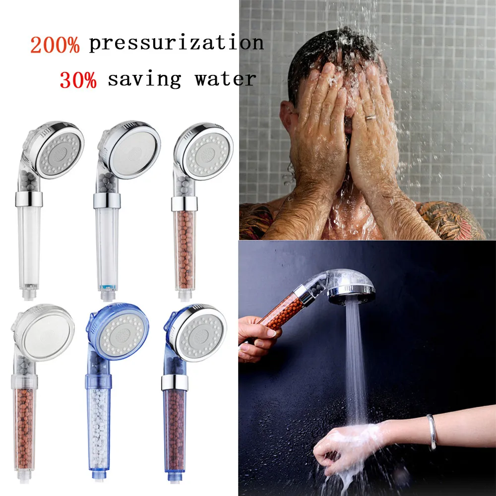 

High Pressure Shower Head Bathroom Water Saving 3 Filter Ionic Filtration Heads Water-Saving For Low Water Pressure